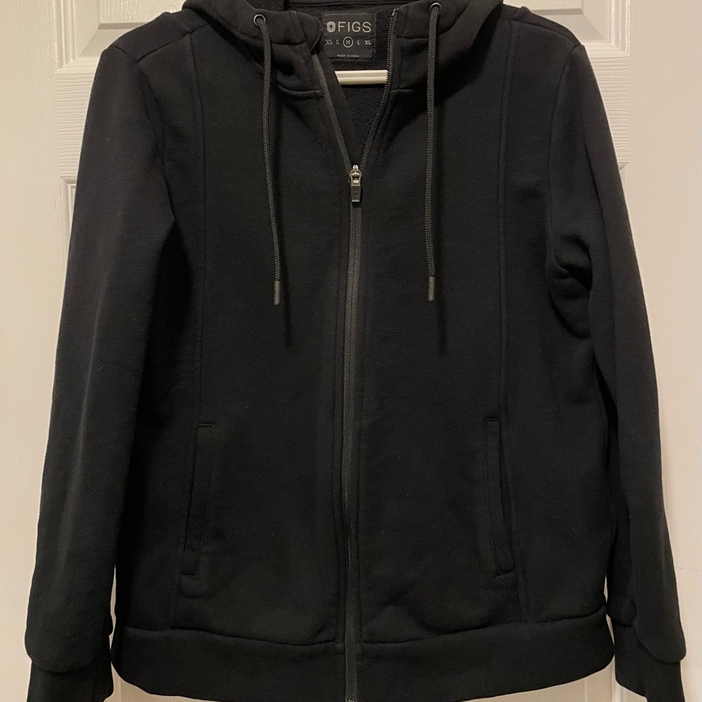 FIGS on-shift essential cotton blend full zip hoodie in women’s medium